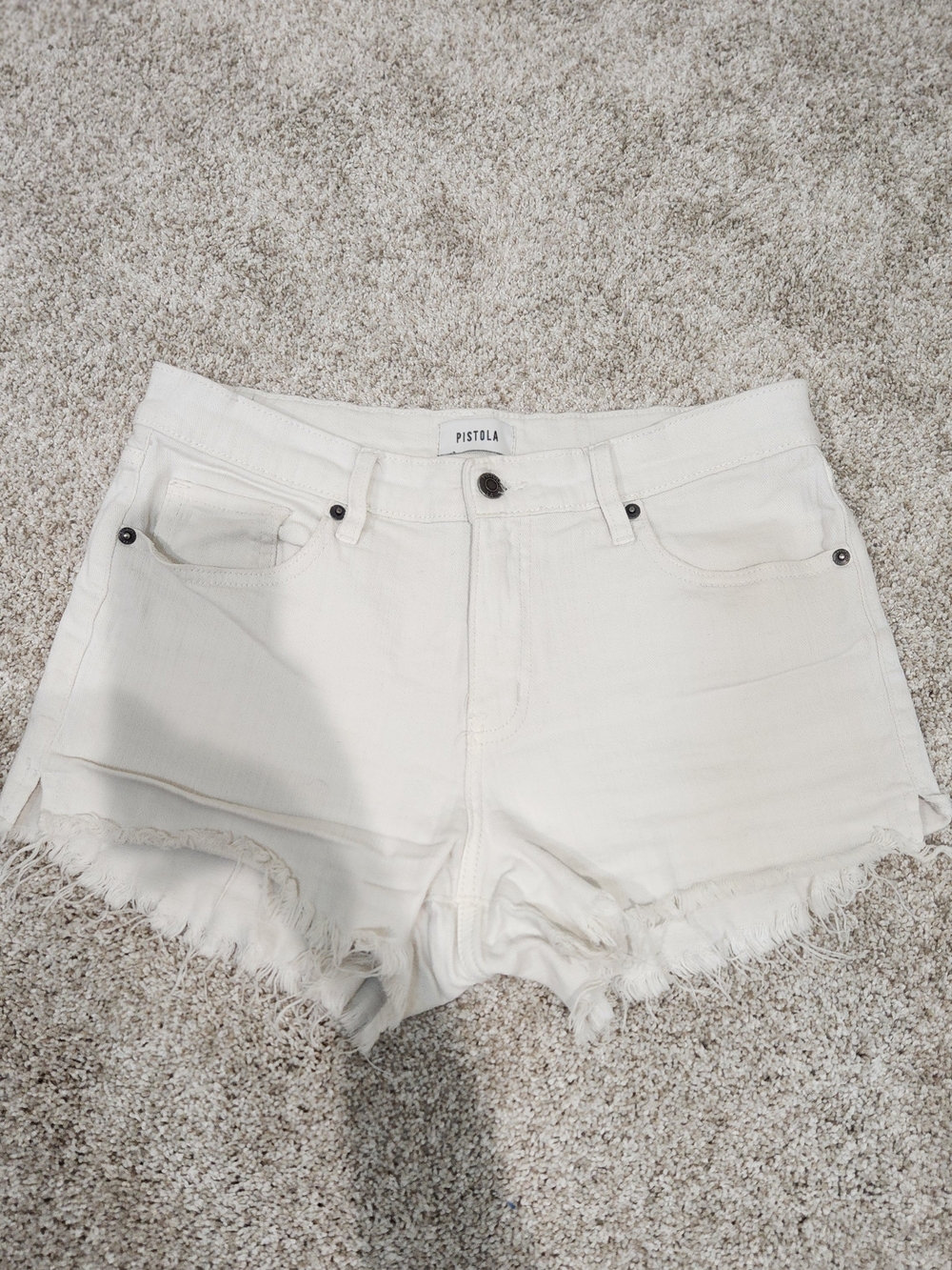 pistola White Frayed Hem Denim Cutoffs